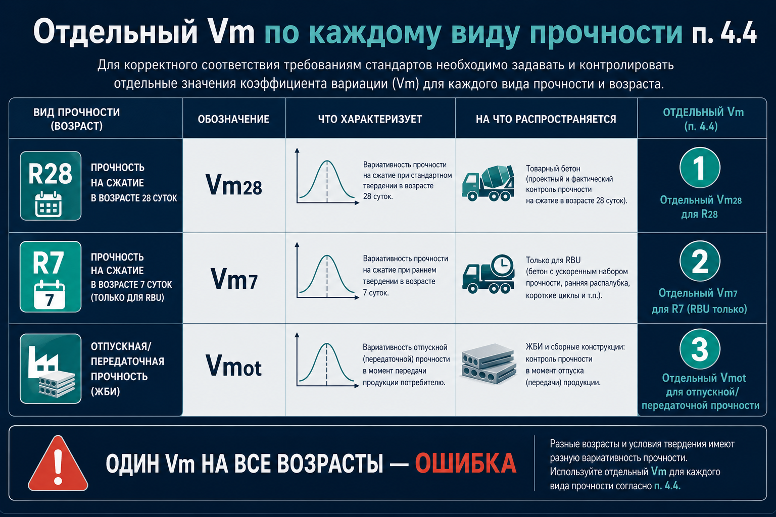 Отдельный Vm по каждому виду прочности