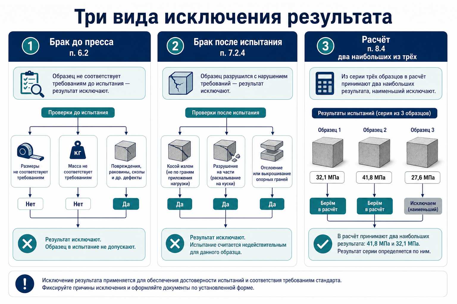 Три вида исключения результата в серии